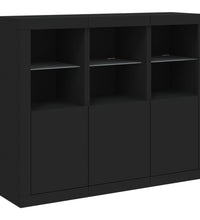 Sideboards mit LED-Leuchten 3 Stk. Schwarz Holzwerkstoff
