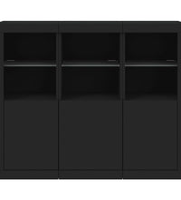 Sideboards mit LED-Leuchten 3 Stk. Schwarz Holzwerkstoff