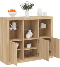 Sideboards mit LED-Leuchten 3 Stk. Sonoma-Eiche Holzwerkstoff