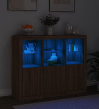 Sideboards mit LED-Leuchten 3 Stk. Braun Eichen-Optik