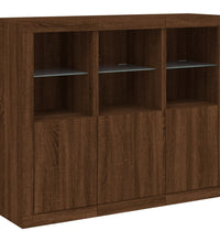 Sideboards mit LED-Leuchten 3 Stk. Braun Eichen-Optik