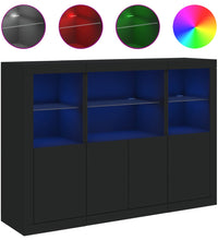 Sideboards mit LED-Leuchten 3 Stk. Schwarz Holzwerkstoff