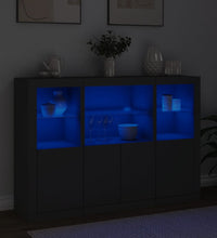 Sideboards mit LED-Leuchten 3 Stk. Schwarz Holzwerkstoff