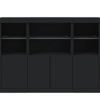 Sideboards mit LED-Leuchten 3 Stk. Schwarz Holzwerkstoff