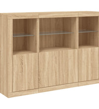 Sideboards mit LED-Leuchten 3 Stk. Sonoma-Eiche Holzwerkstoff