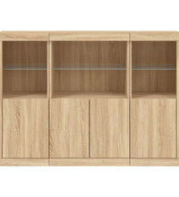 Sideboards mit LED-Leuchten 3 Stk. Sonoma-Eiche Holzwerkstoff