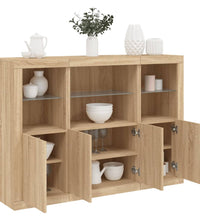 Sideboards mit LED-Leuchten 3 Stk. Sonoma-Eiche Holzwerkstoff