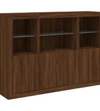 Sideboards mit LED-Leuchten 3 Stk. Braun Eichen-Optik