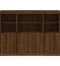 Sideboards mit LED-Leuchten 3 Stk. Braun Eichen-Optik