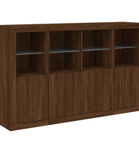 Sideboards mit LED-Leuchten 3 Stk. Braun Eichen-Optik