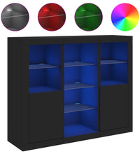 Sideboards mit LED-Leuchten 3 Stk. Schwarz Holzwerkstoff