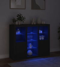 Sideboards mit LED-Leuchten 3 Stk. Schwarz Holzwerkstoff