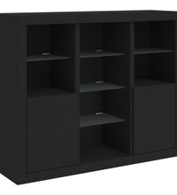 Sideboards mit LED-Leuchten 3 Stk. Schwarz Holzwerkstoff