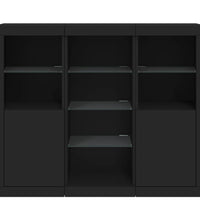 Sideboards mit LED-Leuchten 3 Stk. Schwarz Holzwerkstoff