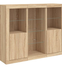 Sideboards mit LED-Leuchten 3 Stk. Sonoma-Eiche Holzwerkstoff