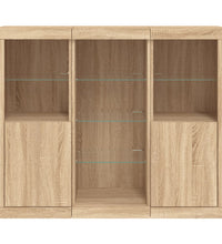 Sideboards mit LED-Leuchten 3 Stk. Sonoma-Eiche Holzwerkstoff