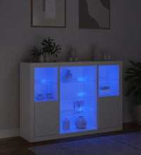 Sideboards mit LED-Leuchten 3 Stk. Weiß Holzwerkstoff