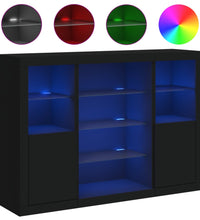 Sideboards mit LED-Leuchten 3 Stk. Schwarz Holzwerkstoff