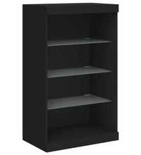 Sideboards mit LED-Leuchten 3 Stk. Schwarz Holzwerkstoff