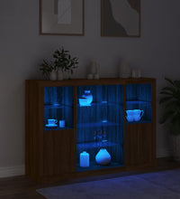 Sideboards mit LED-Leuchten 3 Stk. Braun Eichen-Optik