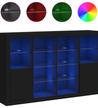 Sideboards mit LED-Leuchten 3 Stk. Schwarz Holzwerkstoff