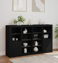 Sideboards mit LED-Leuchten 3 Stk. Schwarz Holzwerkstoff