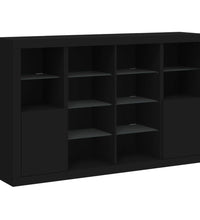 Sideboards mit LED-Leuchten 3 Stk. Schwarz Holzwerkstoff