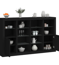 Sideboards mit LED-Leuchten 3 Stk. Schwarz Holzwerkstoff