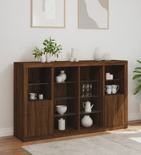 Sideboards mit LED-Leuchten 3 Stk. Braun Eichen-Optik