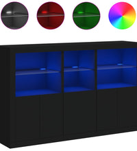 Sideboard mit LED-Leuchten Schwarz 162x37x100 cm