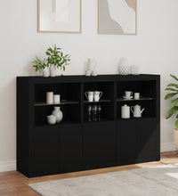 Sideboard mit LED-Leuchten Schwarz 162x37x100 cm