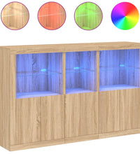 Sideboard mit LED-Leuchten Sonoma-Eiche 162x37x100 cm