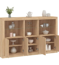 Sideboard mit LED-Leuchten Sonoma-Eiche 162x37x100 cm