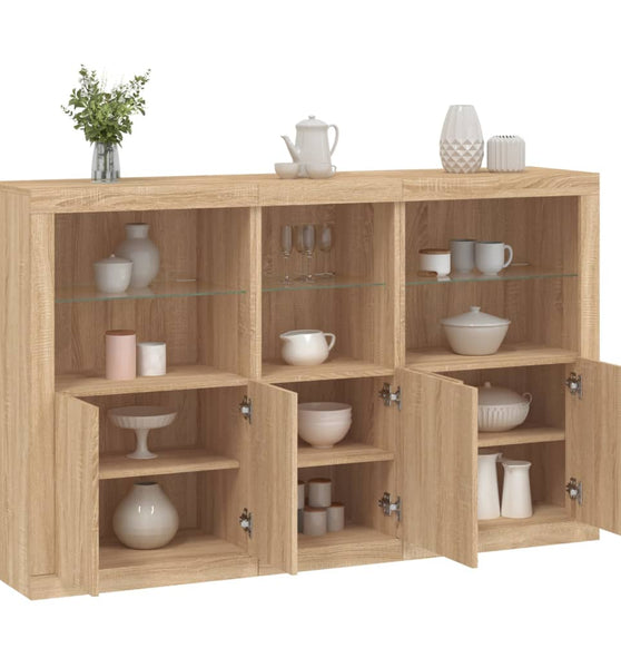 Sideboard mit LED-Leuchten Sonoma-Eiche 162x37x100 cm