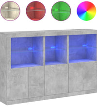 Sideboard mit LED-Leuchten Betongrau 162x37x100 cm