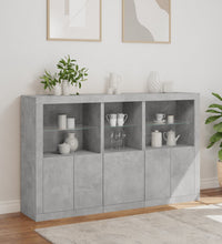 Sideboard mit LED-Leuchten Betongrau 162x37x100 cm
