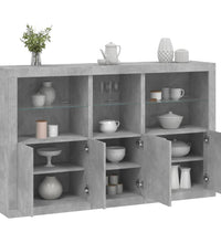 Sideboard mit LED-Leuchten Betongrau 162x37x100 cm