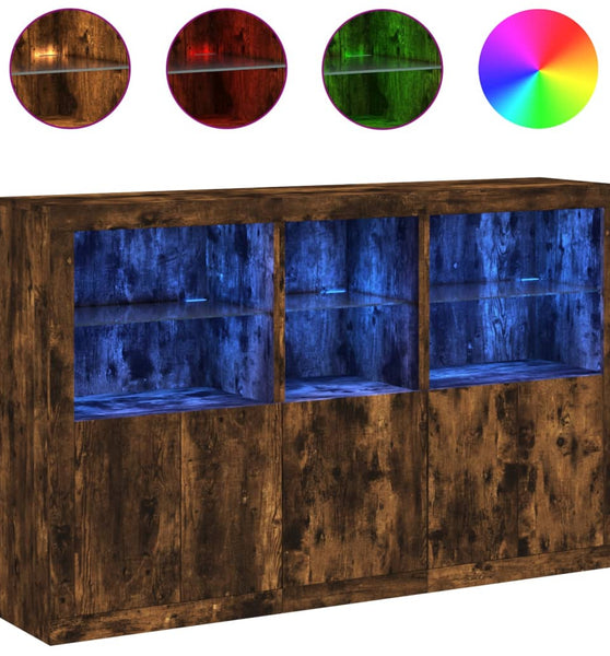 Sideboard mit LED-Leuchten Räuchereiche 162x37x100 cm