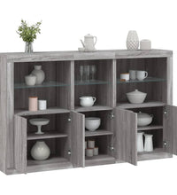 Sideboard mit LED-Leuchten Grau Sonoma 162x37x100 cm