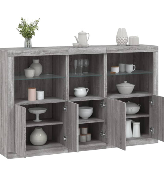 Sideboard mit LED-Leuchten Grau Sonoma 162x37x100 cm