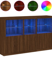 Sideboard mit LED-Leuchten Braun Eichen-Optik 162x37x100 cm