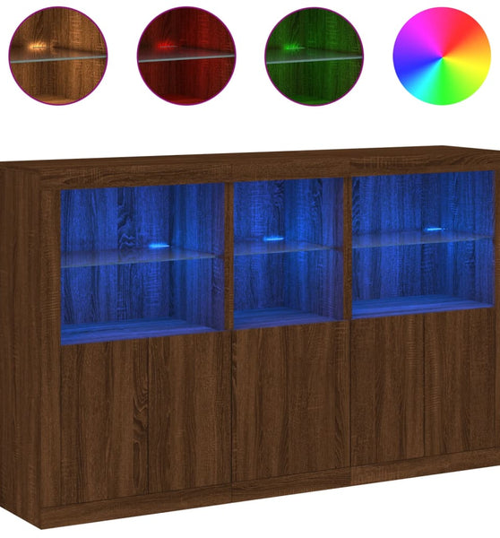 Sideboard mit LED-Leuchten Braun Eichen-Optik 162x37x100 cm