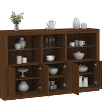 Sideboard mit LED-Leuchten Braun Eichen-Optik 162x37x100 cm