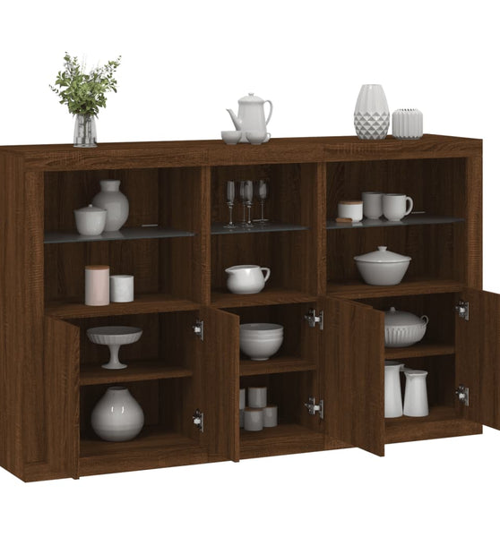 Sideboard mit LED-Leuchten Braun Eichen-Optik 162x37x100 cm