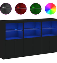 Sideboard mit LED-Leuchten Schwarz 181,5x37x100 cm