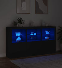 Sideboard mit LED-Leuchten Schwarz 181,5x37x100 cm