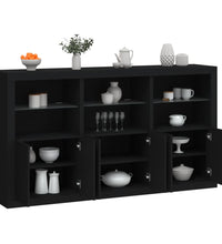 Sideboard mit LED-Leuchten Schwarz 181,5x37x100 cm