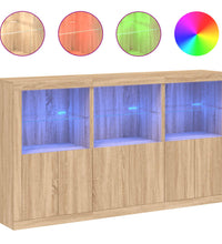 Sideboard mit LED-Leuchten Sonoma-Eiche 181,5x37x100 cm