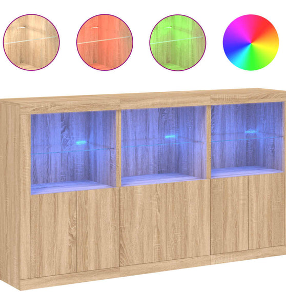 Sideboard mit LED-Leuchten Sonoma-Eiche 181,5x37x100 cm