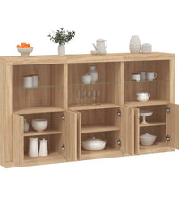 Sideboard mit LED-Leuchten Sonoma-Eiche 181,5x37x100 cm